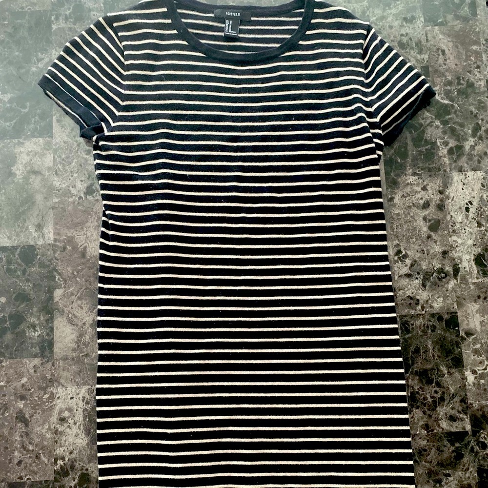 Forever 21 Black and Tan Striped Dress